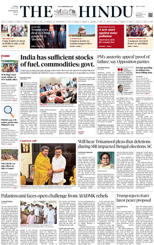 Prima pagina The Hindu - International di oggi - Quotidiano estero