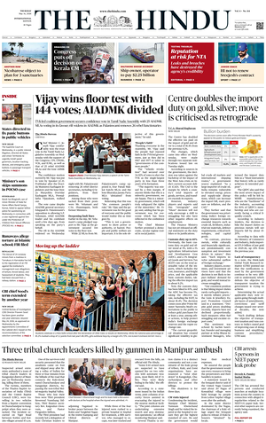 Prima pagina The Hindu - International di oggi - Quotidiano estero