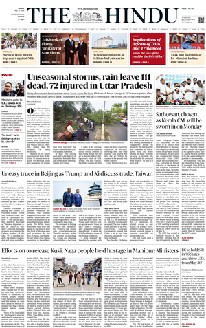 Prima pagina The Hindu - International di oggi - Quotidiano estero