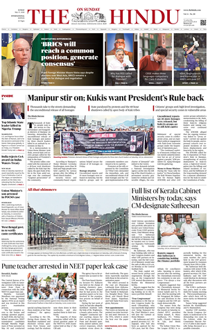 Prima pagina The Hindu - International di oggi - Quotidiano estero