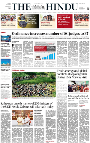 Prima pagina The Hindu - International di oggi - Quotidiano estero