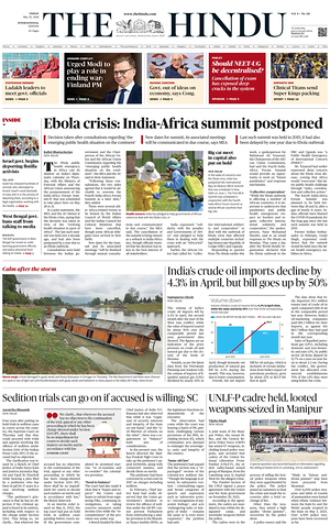 Prima pagina The Hindu - International di oggi - Quotidiano estero