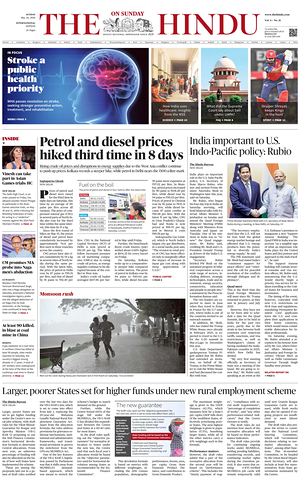 Prima pagina The Hindu - International di oggi - Quotidiano estero