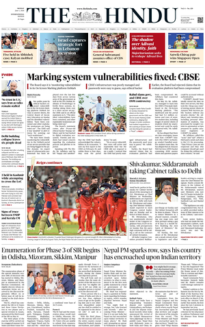 Prima pagina The Hindu - International di oggi - Quotidiano estero