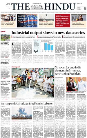 Prima pagina The Hindu - International di oggi - Quotidiano estero