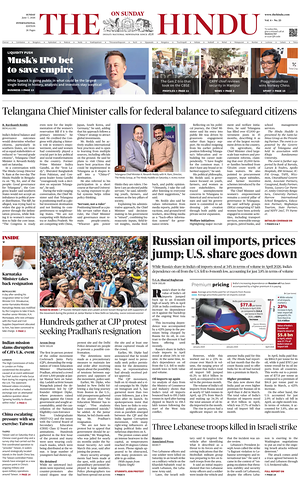 Prima pagina The Hindu - International di oggi - Quotidiano estero