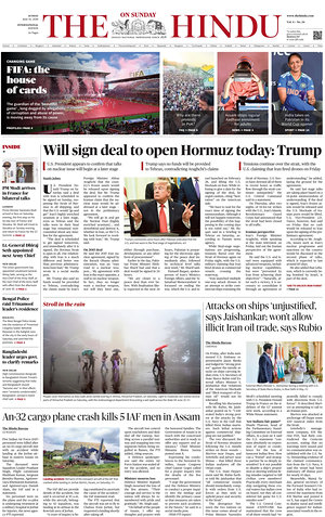 Prima pagina The Hindu - International di oggi - Quotidiano estero