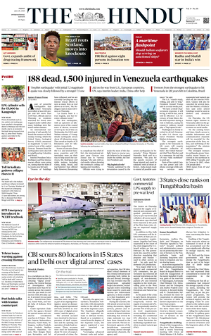 Prima pagina The Hindu - International di oggi - Quotidiano estero