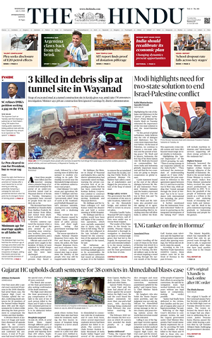 Prima pagina The Hindu - International di oggi - Quotidiano estero