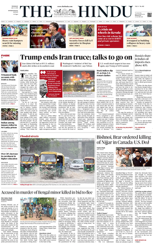 Prima pagina The Hindu - International di oggi - Quotidiano estero