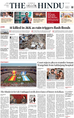 Prima pagina The Hindu - International di oggi - Quotidiano estero