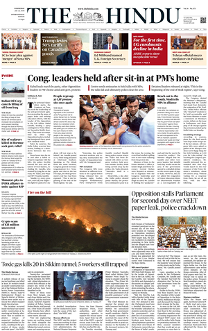 Prima pagina The Hindu - International di oggi - Quotidiano estero