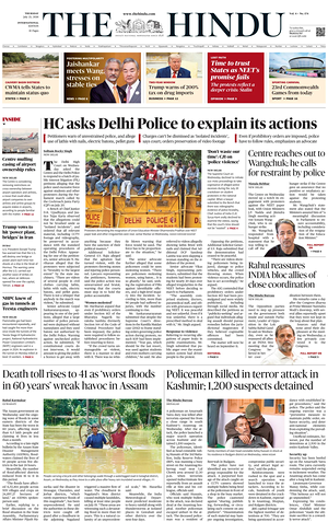 Prima pagina The Hindu - International di oggi - Quotidiano estero