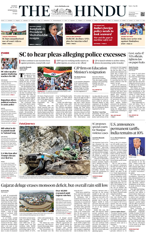 Prima pagina The Hindu - International di oggi - Quotidiano estero