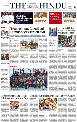 Prima pagina The Hindu - International di oggi - Quotidiano estero