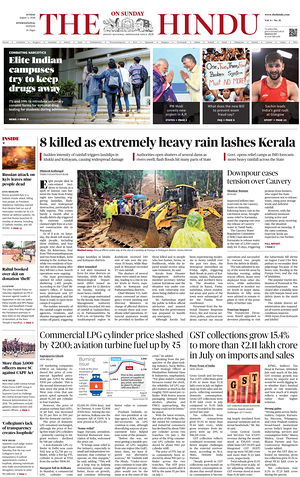 Prima pagina The Hindu - International di oggi - Quotidiano estero