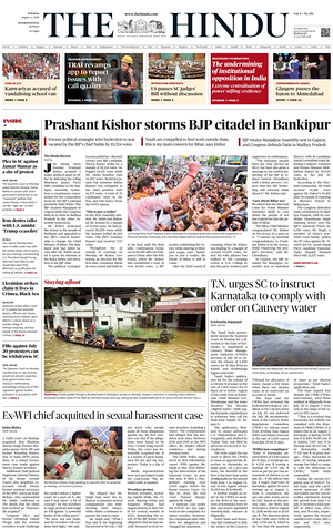 Prima pagina The Hindu - International di oggi - Quotidiano estero