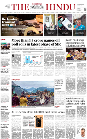 Prima pagina The Hindu - International di oggi - Quotidiano estero