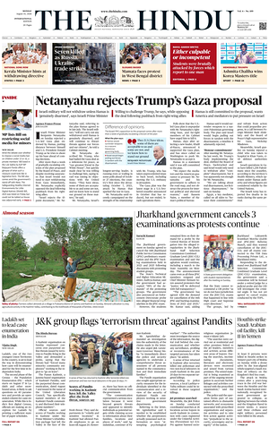 Prima pagina The Hindu - International di oggi - Quotidiano estero
