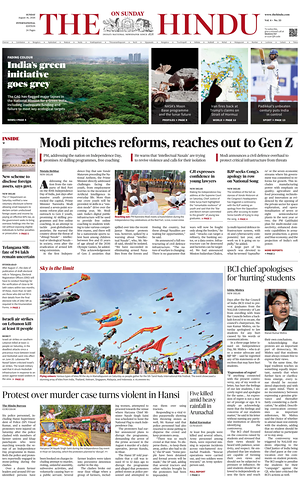 Prima pagina The Hindu - International di oggi - Quotidiano estero