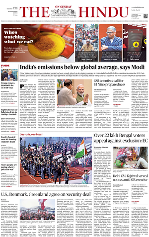 Prima pagina The Hindu - International di oggi - Quotidiano estero