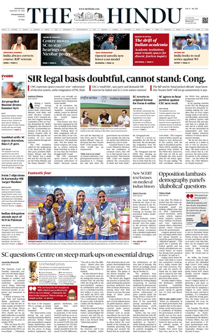 Prima pagina The Hindu - International di oggi - Quotidiano estero