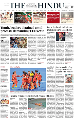 Prima pagina The Hindu - International di oggi - Quotidiano estero