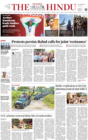 Prima pagina The Hindu - International di oggi - Quotidiano estero