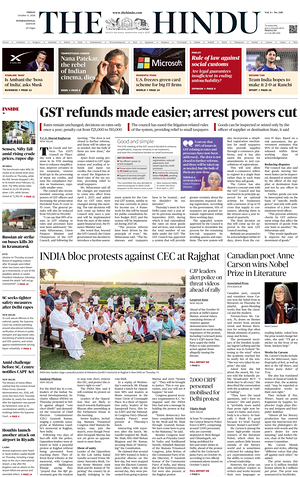 Prima pagina The Hindu - International di oggi - Quotidiano estero
