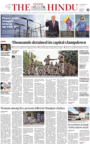 Prima pagina The Hindu - International di oggi - Quotidiano estero