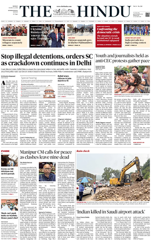 Prima pagina The Hindu - International di oggi - Quotidiano estero