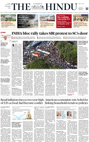 Prima pagina The Hindu - International di oggi - Quotidiano estero