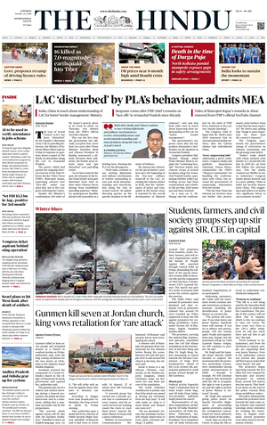 Prima pagina The Hindu - International di oggi - Quotidiano estero