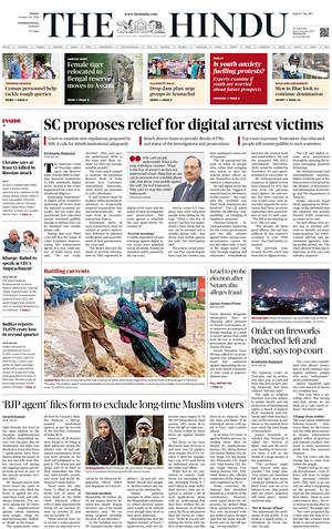 Prima pagina The Hindu - International di oggi - Quotidiano estero