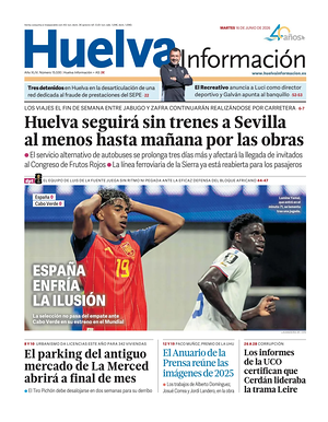 Prima pagina Huelva Información di oggi - Quotidiano regional