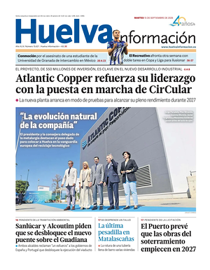 Prima pagina Huelva Información di oggi - Quotidiano regional