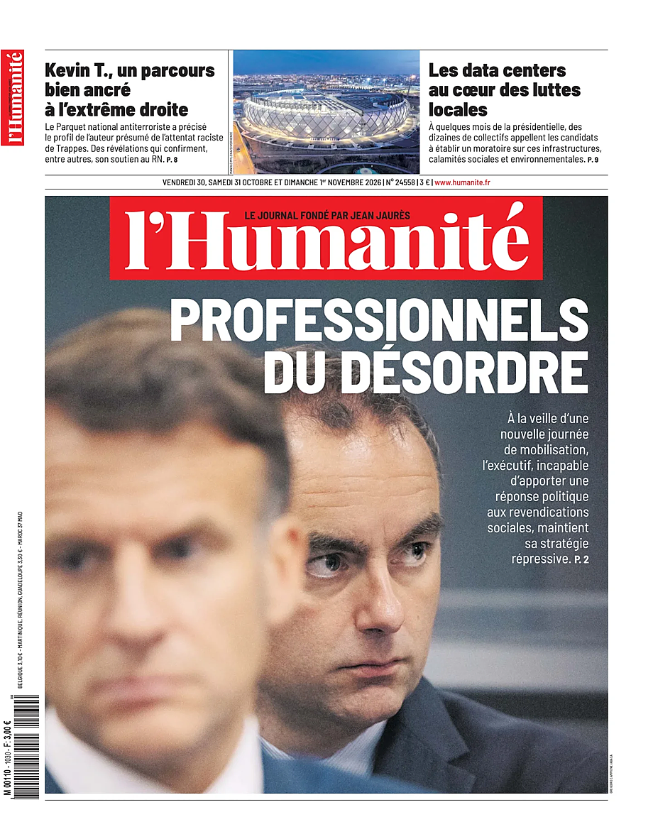 Une de L'Humanité du jour - Presse 30 octobre 2026
