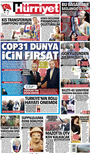 Prima pagina Hurriyet di oggi - Quotidiano estero