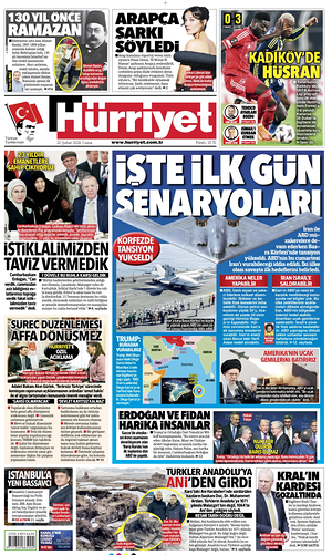 Prima pagina Hurriyet di oggi - Quotidiano estero