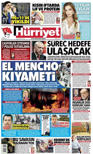 Prima pagina Hurriyet di oggi - Quotidiano estero