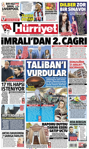 Prima pagina Hurriyet di oggi - Quotidiano estero