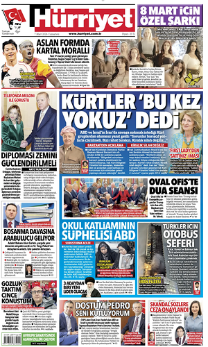 Prima pagina Hurriyet di oggi - Quotidiano estero