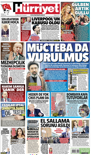 Prima pagina Hurriyet di oggi - Quotidiano estero