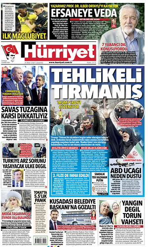 Prima pagina Hurriyet di oggi - Quotidiano estero