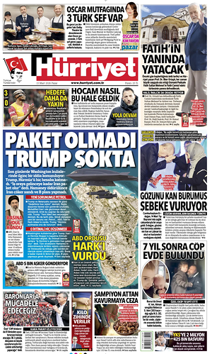 Prima pagina Hurriyet di oggi - Quotidiano estero