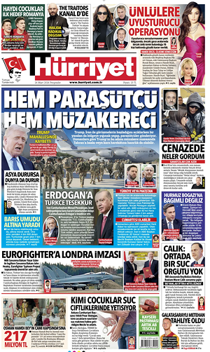 Prima pagina Hurriyet di oggi - Quotidiano estero