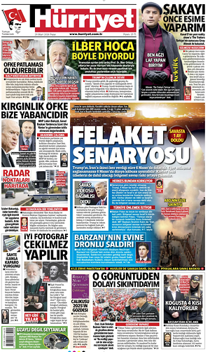 Prima pagina Hurriyet di oggi - Quotidiano estero