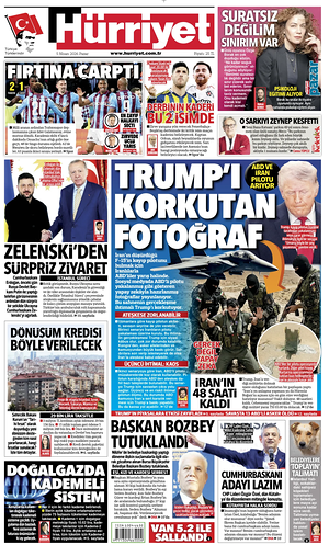 Prima pagina Hurriyet di oggi - Quotidiano estero