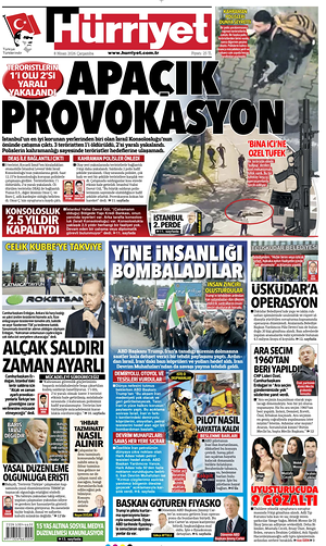 Prima pagina Hurriyet di oggi - Quotidiano estero