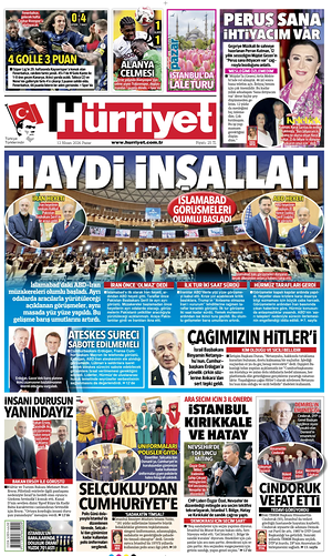 Prima pagina Hurriyet di oggi - Quotidiano estero